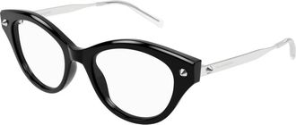 Alexander McQueen Stijlvolle Bril Am 0485O Zwart - Dames - Brillen - Zwart - 52 MM - Accessoires