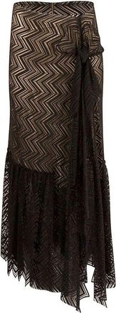 Roland Mouret Chevron Lace Asymmetric Midi Skirt Size M