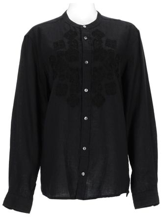 P.A.R.O.S.H. Embroidered Lightweight Linen Shirt with Button-Down Front
