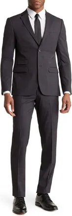 Soul of London Tonal Plaid Suit in Black at Nordstrom Rack, Size 36 - R