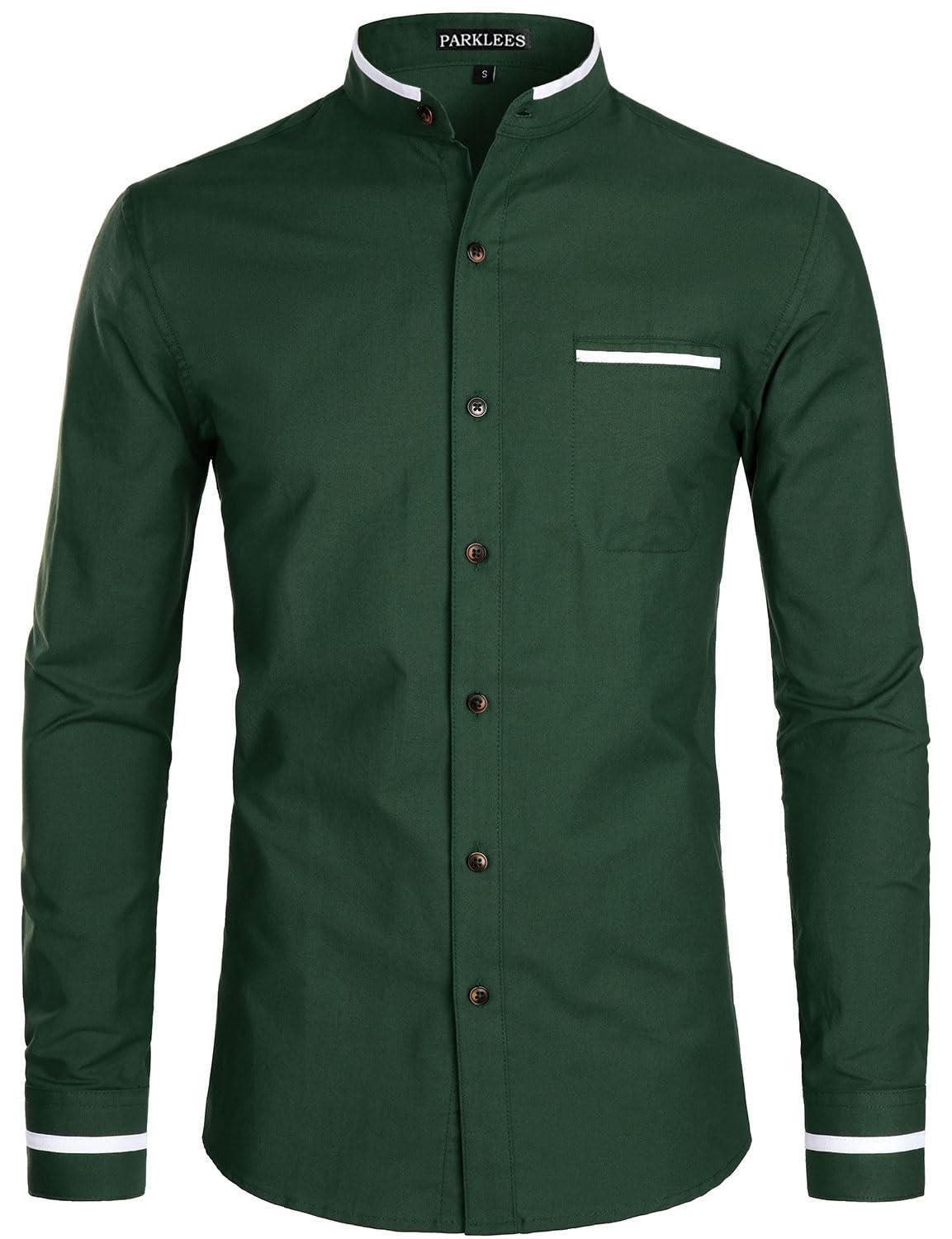 PARKLEES Herren Langarm-Shirt Mit Stickerei – Schmale Passform, Rosenblüten-Druck, Atmungsaktiv
