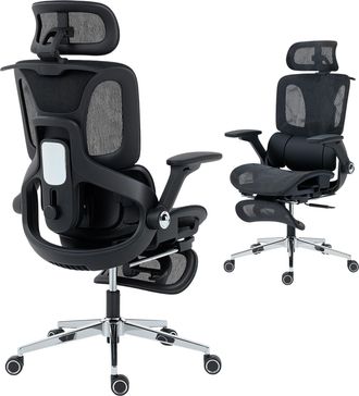 OEM Silla De Escritorio De Malla Con Reposapi&eacute;s Respaldo Reclinable Soporte Lumbar Reposabrazos Y Reposacabezas Ajustable