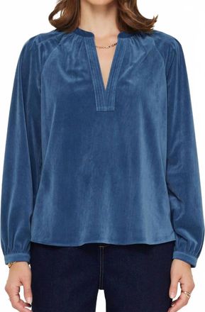 Current Air Corduroy Blouse In Steel Blue
