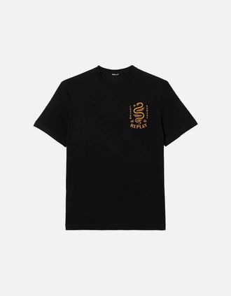 Replay Mens Replay Biker T-Shirt - Black - Size: 42