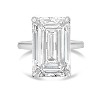 Diana M. Jewels Platinum 12.00 ct lab grown emerald diamond solitaire ring