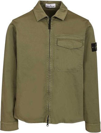 Stone Island Stretch Organic Cotton Satin Overshirt
