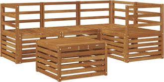 vidaXL Conjunto De Sof&aacute;s De Exterior 5 Uds. Natural Poli&eacute;ster Vidaxl