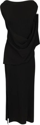 CFCL AC Milan Mouwloze Jurk met Plooi - Dames - Casual kleedjes - Zwart - L - Polyester - Kleedjes