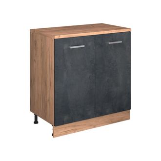 Vicco Armario De Cocina Para Techo Inclinado R-line, Hormig&oacute;n Negro, 80 Cm Sin Inclinaci&oacute;n Con 2 Puertas, Vicco