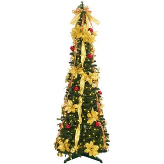 HOMCOM &Aacute;rbol De Navidad 180 Cm &Aacute;rbol De Navidad Artificial Plegable Con Luces Led Y Adornos Pre-instalados &Aacute;rbol Navide&ntilde;o Para Sal&oacute;n Interior Verde
