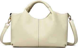 Generic Soft Leather Womens Handbag Tote Bag Fashion Women Shoulder Trendy Female Commute Crossbody Bags Wallet(Beige)