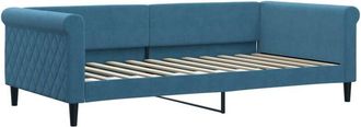 vidaXL Sof&aacute; Cama Sin Colch&oacute;n Terciopelo Azul 100x200 Cm Vidaxl