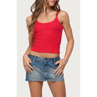 Edikted Basic Babe Stretch Cotton Crop Camisole in Red at Nordstrom, Size X-Small