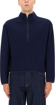 Sunflower Deep Navy Half-Zip Sweatshirt With High Collar And Boxy Fit