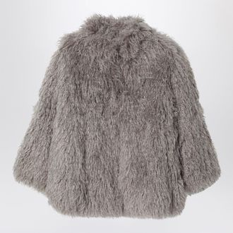 Douuod Cappotto grigio topo effetto pelliccia