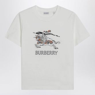 Burberry White Cotton T Shirt With Ekd Design