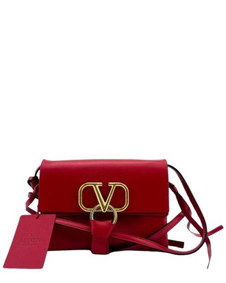 Valentino Red Calfskin V-Sling Small Shoulder Bag (Authentic Pre-Loved)