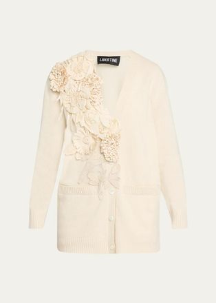 Libertine - Libertine Fabric Flowers Oversized Cardigan