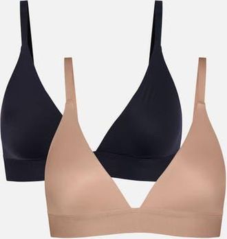 Negative Underwear Glac&eacute; Triangle Bra in Buff And Black at Nordstrom, Size Xx-Large