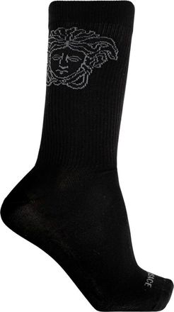 Versace Ondergoed, Heren, Zwart, L, Katoen, Jacquard Katoenen Ribsokken