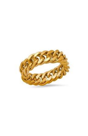 HMY Jewelry Mens 18K Gold Plated Stainless Steel Curb Chain Band Ring at Nordstrom Rack, Size 12