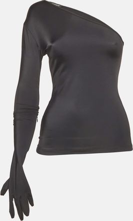 VETEMENTS Black Jersey One Shoulder Top