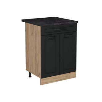 Vicco Mueble Bajo De Cocina R-line, Antracita Casa De Campo/roble Dorado, 60 Cm Con Caj&oacute;n Encimera Antracita, Vicco
