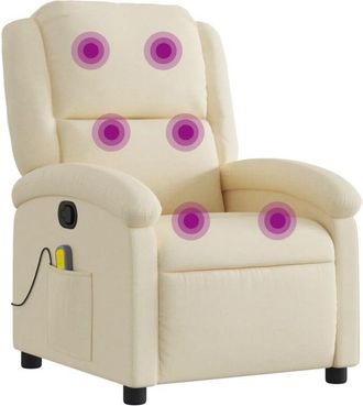 vidaXL Poltrona Massaggiante Reclinabile Crema in Tessuto - Vidaxl