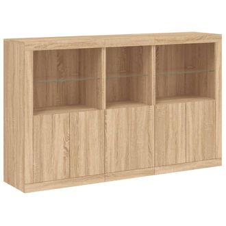 Berkfield Home Sideboard with LED Lights Sonoma Oak 162x37x100 cm in Brown | Size: 162 x 37 x 100 cm