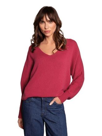 Celtic & Co. Alpaca Merino Slouch V-Neck Sweater in Raspberry at Nordstrom, Size Small
