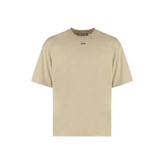 Off-white Beige Cotton Mens T-Shirt