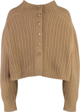 Max Mara Womens Hodeida Wool-Cashmere Mock-Turtleneck Sweater Camel
