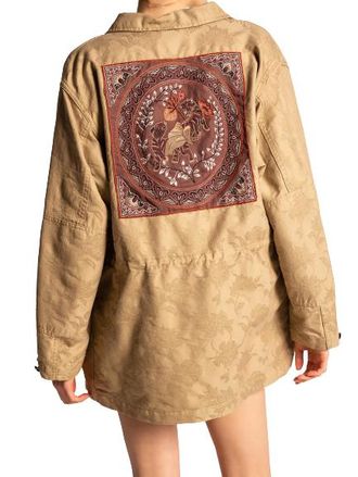 Etro Tan Floral Embroidered Jacquard Jacket Size S