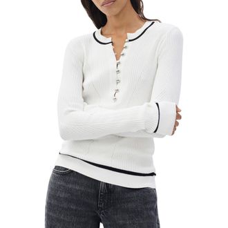 Rag & Bone Kassy Rib Henley in Ivory at Nordstrom, Size Xx-Small
