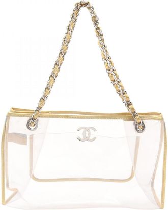 Chanel Clear Gold Vinyl Leather Tote Bag (Pre-Owned)