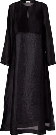 Tory Burch Linnen en Zijden Kaftan - Dames - Maxi kleedjes - Zwart - M - Linnen - Kleedjes