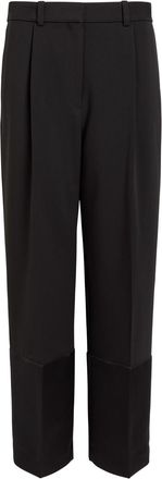 Tory Burch Satin Cuffs Cropped Crepe Trousers - Black - 12 (UK16 / XL)