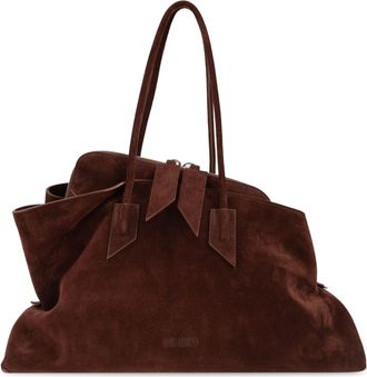 The Attico La Passeggiata Medium Slouchy Suede Handbag - Brown