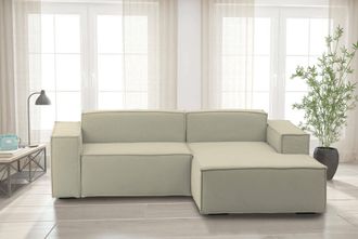 Dmora Talamo Italia - Sof&aacute; Fijo Lidia, Gran Sof&aacute; Modular De 2 Plazas Con Pen&iacute;nsula A La Derecha, 100% Made In Italy, Sof&aacute; Moderno En Tela, Cm 240x170h70, Be