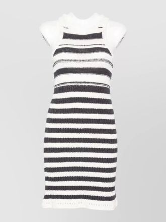 Iro sleeveless knit dress knee length stripes