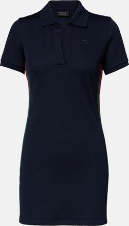 Gucci Web Stripe ribbed-knit jersey polo dress