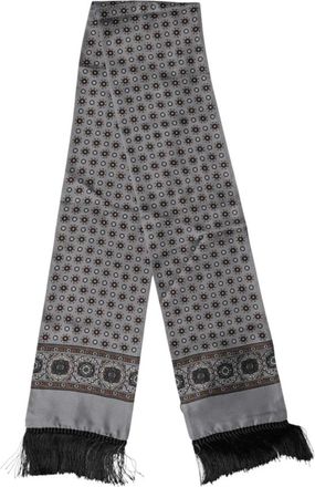 Dolce & Gabbana Patroon Foulard Sjaal met Franjes - Dames - Zijden sjaals - Grijs - ONE Size - Accessoires