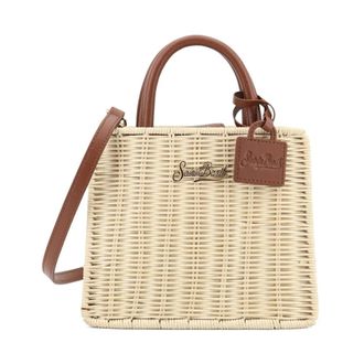 MC2 Saint Barth Shop Bag Mini Straw Leather 1119 - female - MC2 Saint Barth - Handbags - Beige - ONE SIZE - Bags