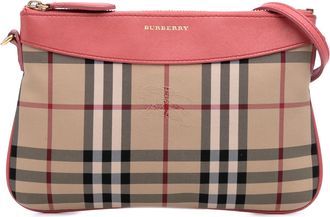 Burberry Pre-owned Womens Crossbody Bag Plaid Pattern - Tan Textile - One Size