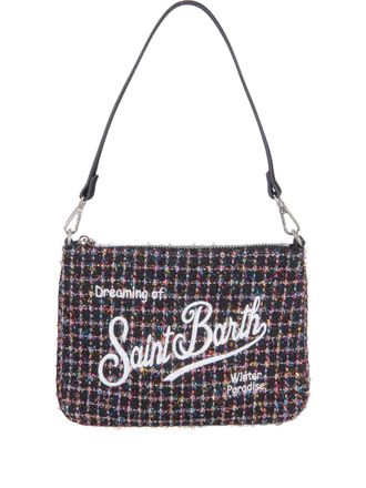 MC2 Saint Barth Clutch met geborduurd logo en ritssluiting - Zwart