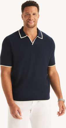 Nautica Mens Big & Tall Tipped Textured Sweater Polo