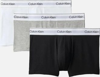 Calvin Klein Mens Calvin Klein 3-Pack Icon Cotton Stretch Low-Rise Boxer Trunks, Black/White/Grey Heather - Size: 37/36/32