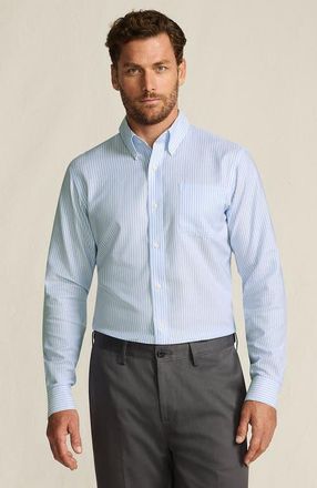Lands End Big and Tall No Iron Supima Oxford Dress Shirt in Blue/white Stripe at Nordstrom, Size 17.535