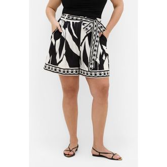 City Chic Belted High Waist Shorts in Mirage at Nordstrom, Size 3Xl
