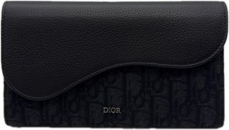 Dior Black Canvas Leather Long Wallet (Bi-Fold) (Pre-Owned)